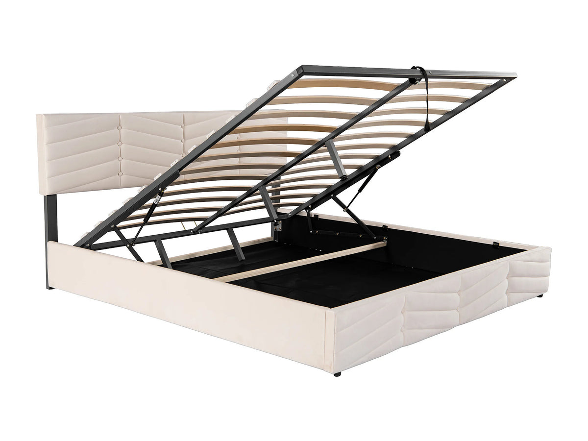 Lit Coffre 180x200 Velours Beige — vue 10