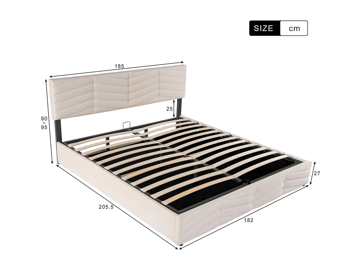 Lit Coffre 180x200 Velours Beige — vue 5