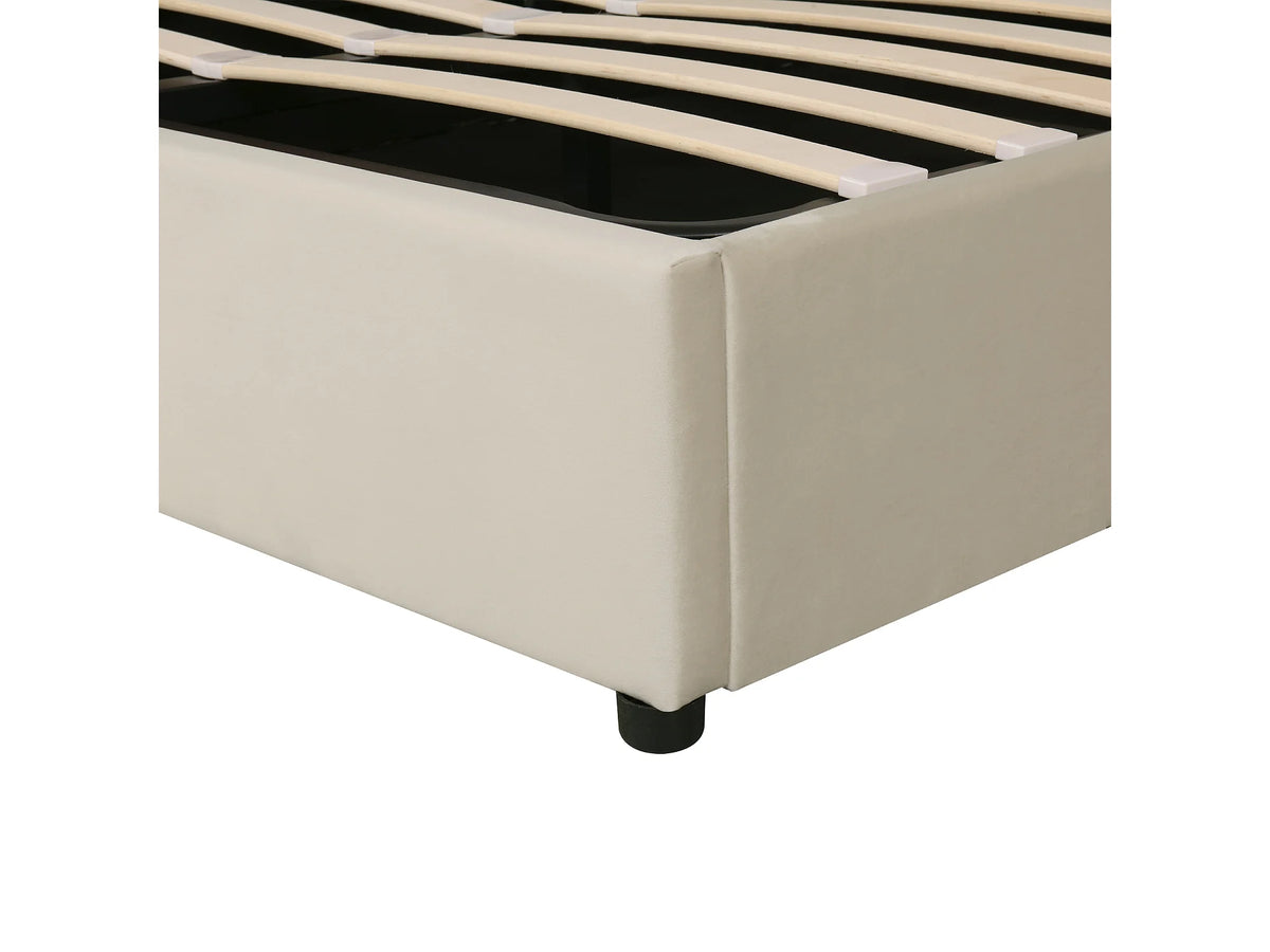 Lit Coffre 180x200 Velours Beige Capitonné — vue 9