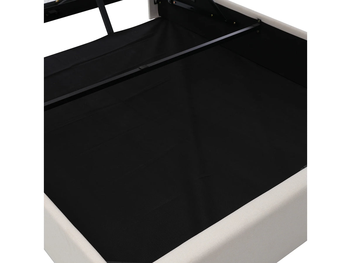 Lit Coffre 160x200 Tissu Lin Beige avec Port USB — vue 9