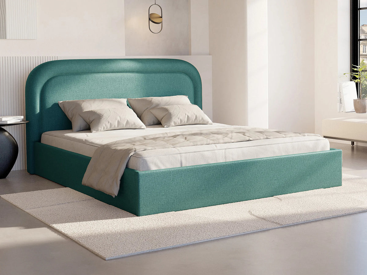 Lit Coffre 160x200 Bois Bleu avec Matelas - FIREZA — vue 4