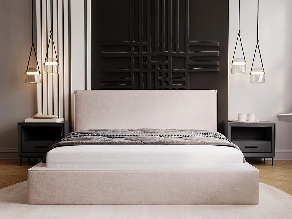 Lit Coffre 200x200 Velours Beige — vue 3