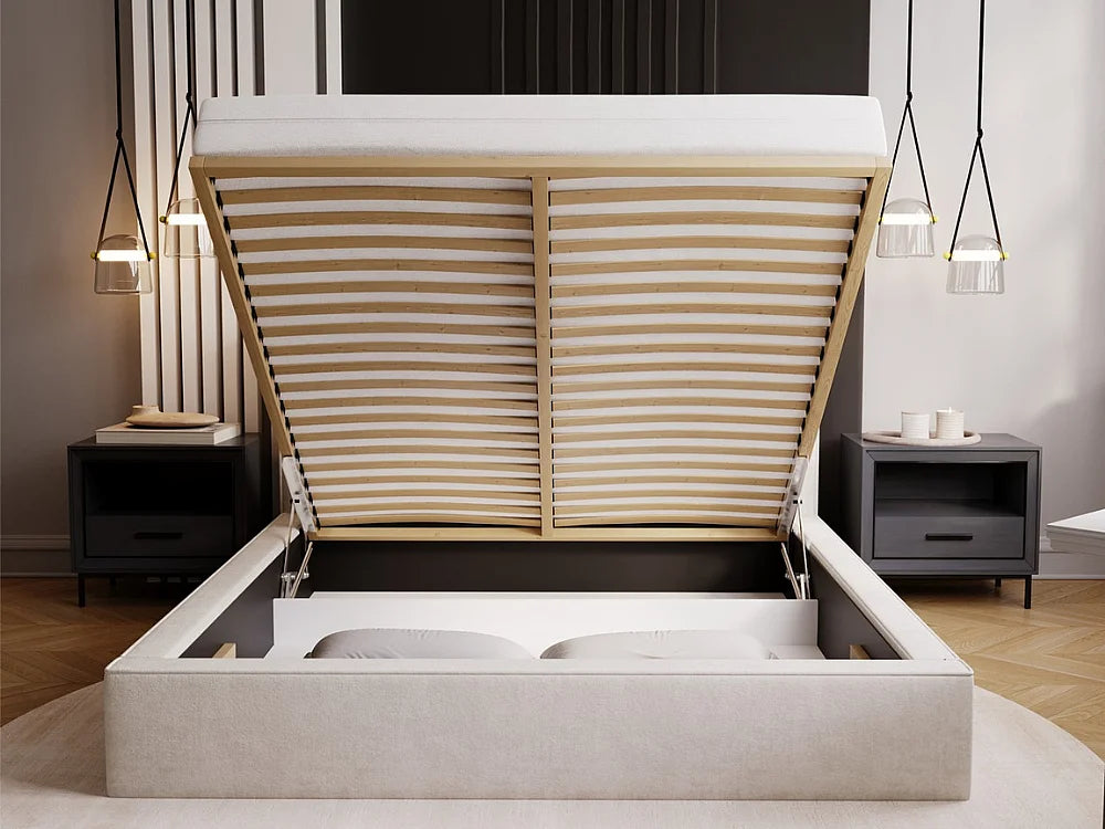 Lit Coffre 200x200 Velours Beige — vue 4