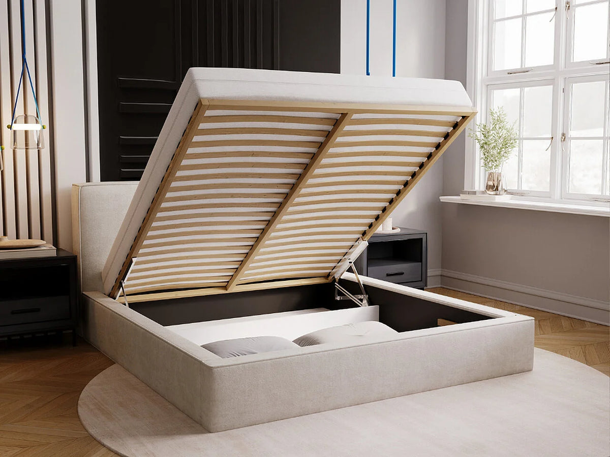 Lit Coffre 200x200 Velours Beige — vue 5