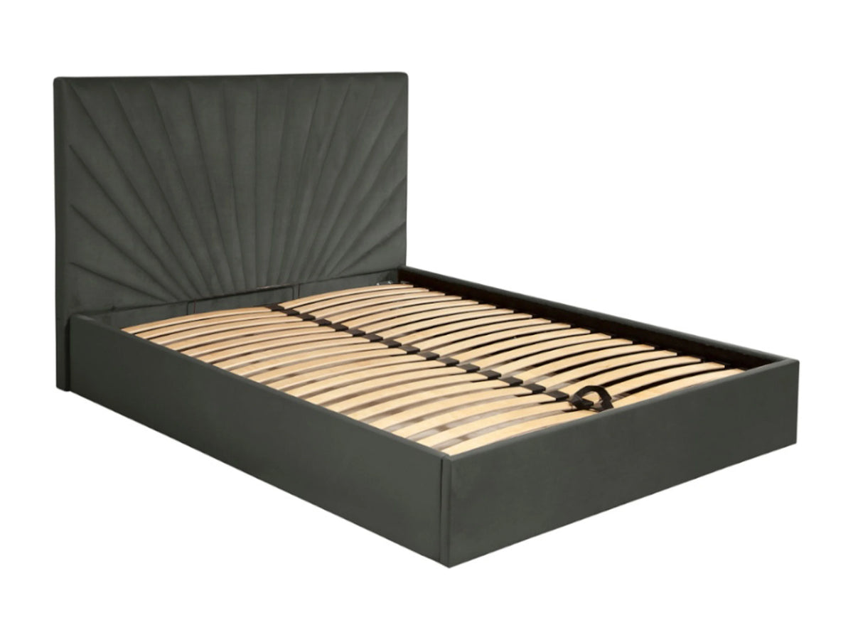 Lit Coffre 180x200 Velours Gris anthracite avec Matelas - RILIODA — vue 6