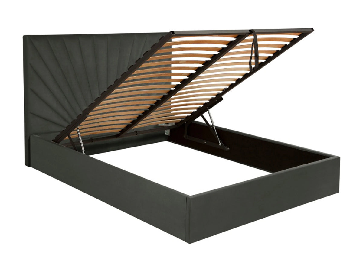 Lit Coffre 180x200 Velours Gris anthracite avec Matelas - RILIODA — vue 8