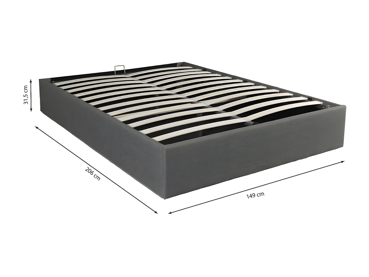 Lit Coffre 140x190 Tissu Gris — vue 4