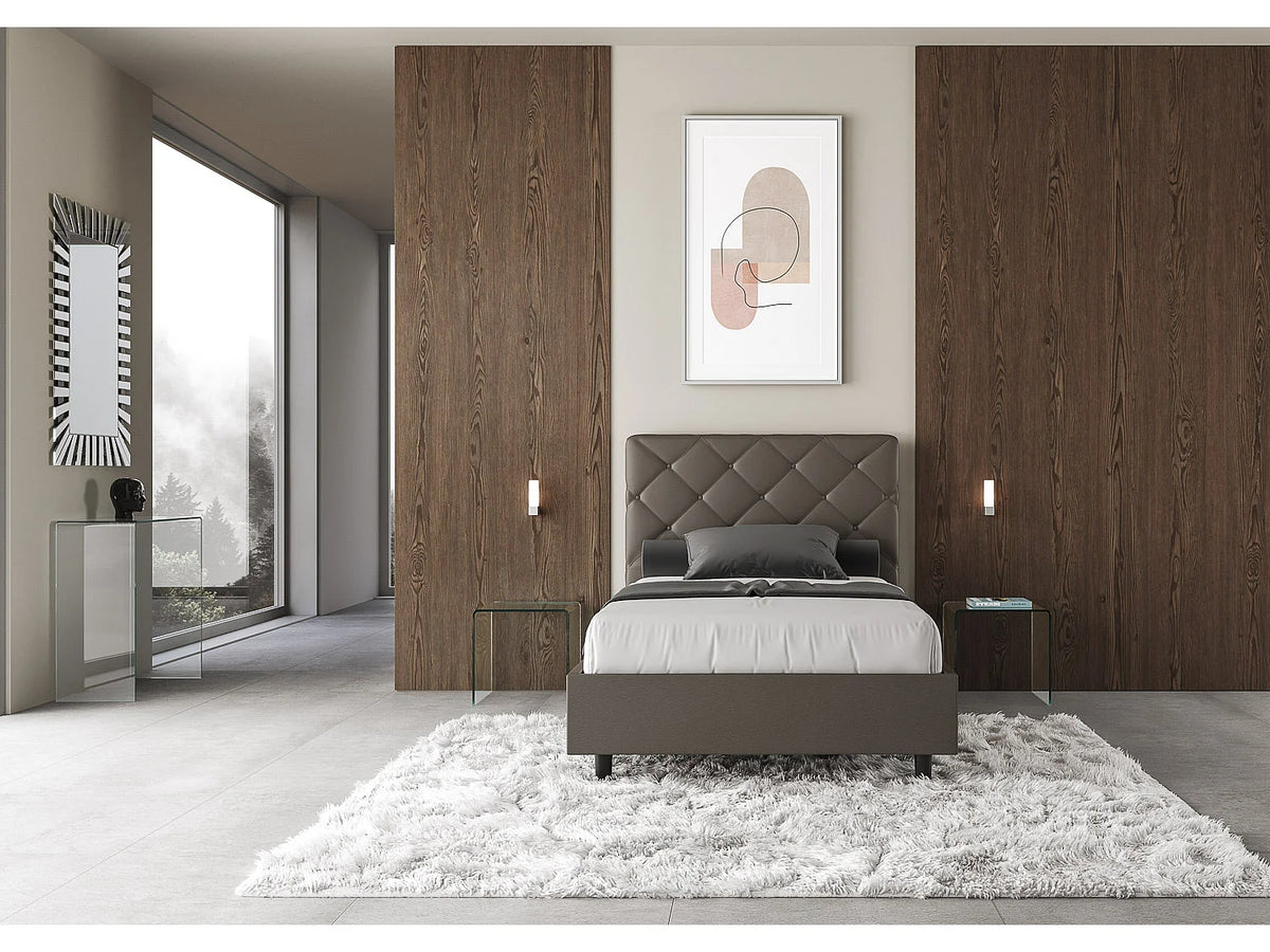 Lit Coffre 90x190 Simili Cuir Marron
