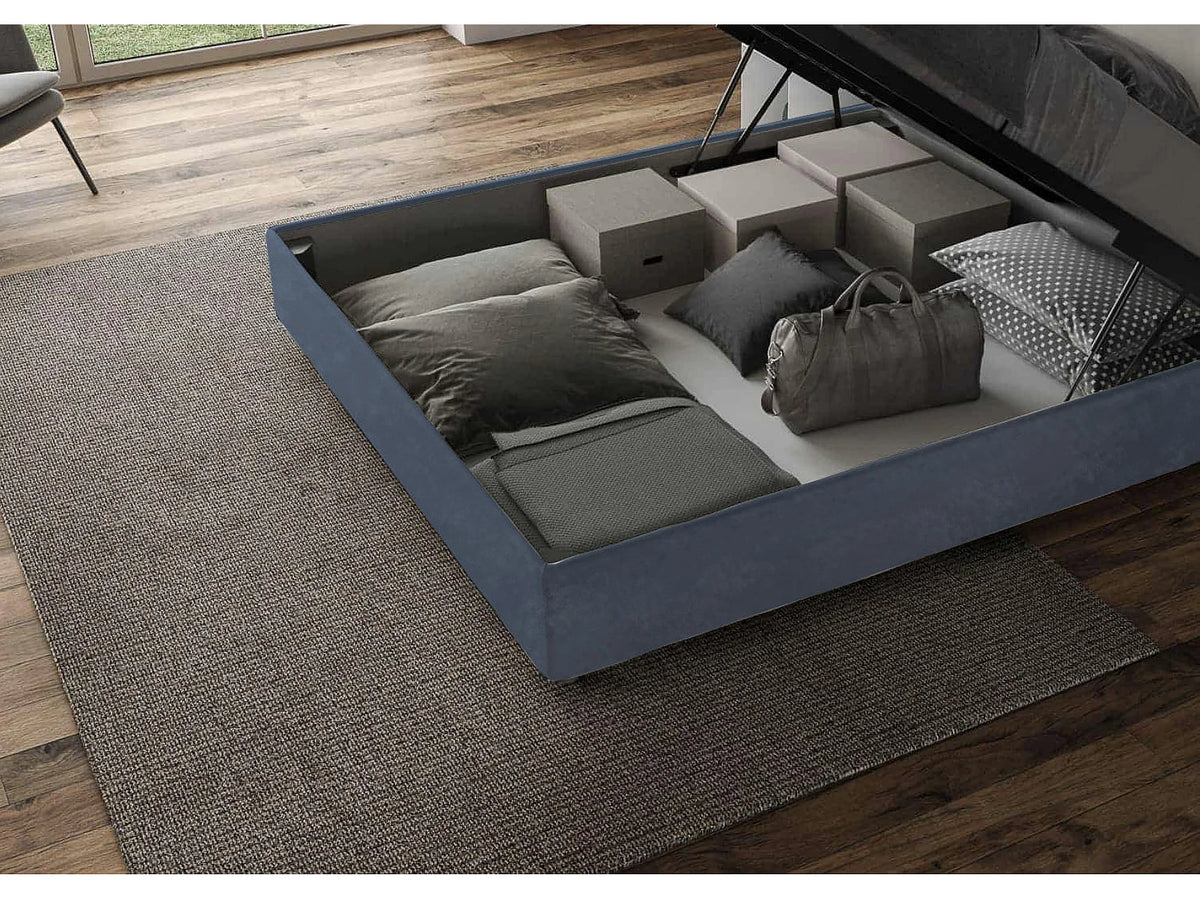 Lit Coffre 90x190 Microfibre Bleu — vue 6