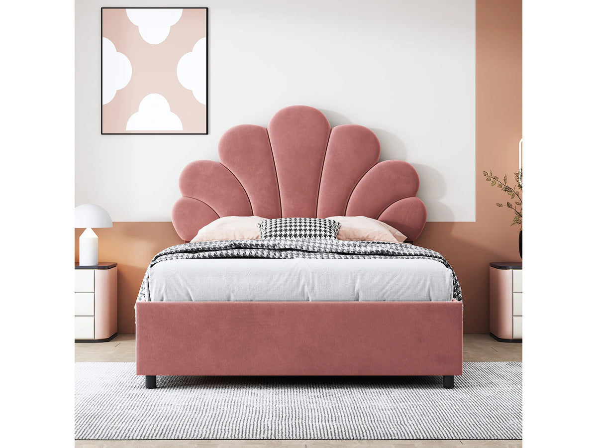 Lit Coffre 90x200 Velours Rouge — vue 2