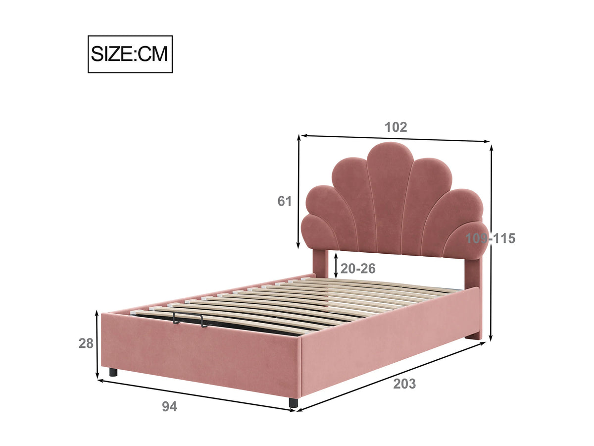 Lit Coffre 90x200 Velours Rouge — vue 6