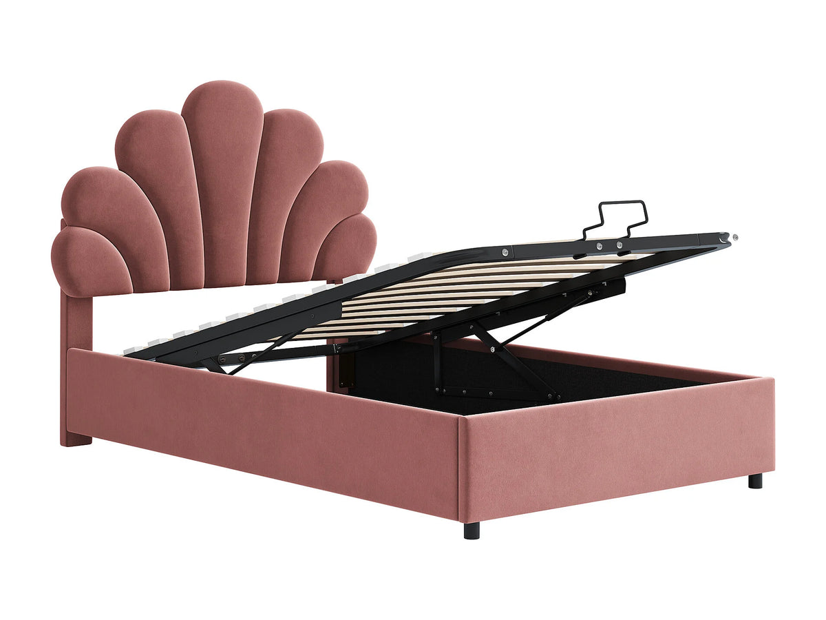 Lit Coffre 90x200 Velours Rouge — vue 8