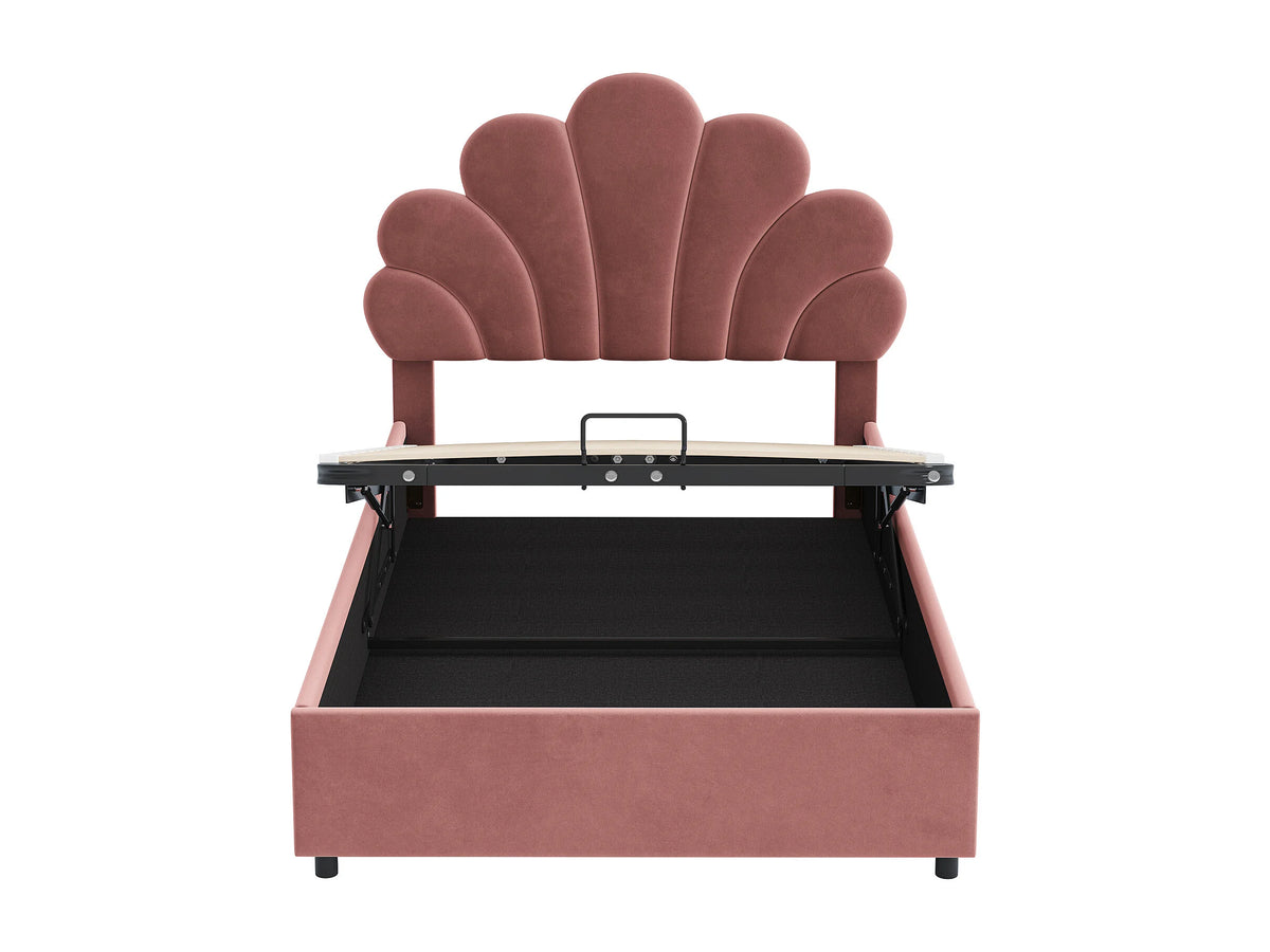Lit Coffre 90x200 Velours Rouge — vue 4