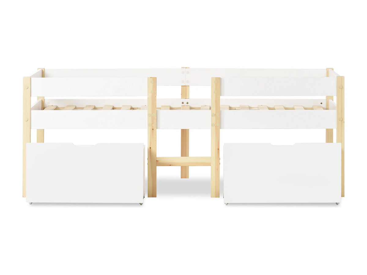 Lit Coffre 90x190 Bois Blanc avec Tiroirs — vue 4