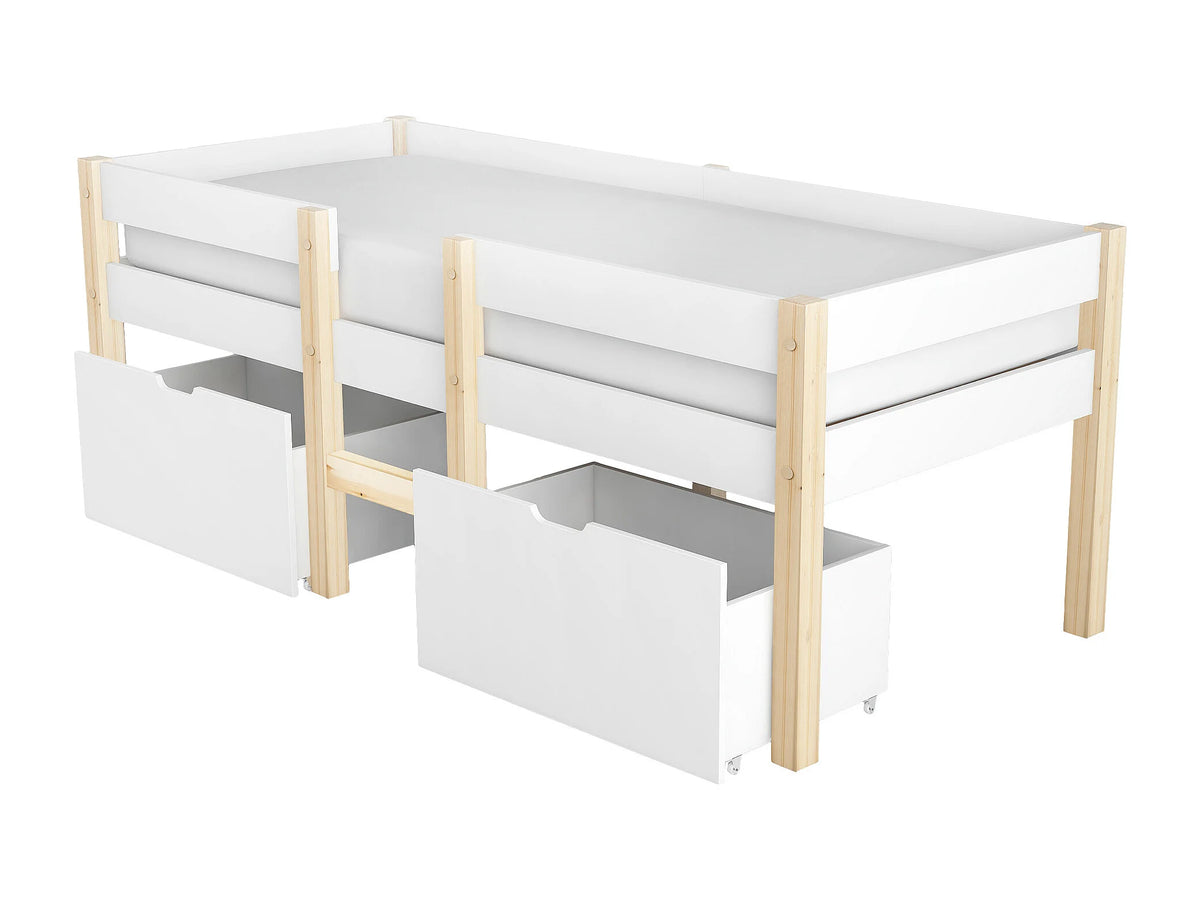 Lit Coffre 90x190 Bois Blanc avec Tiroirs — vue 5