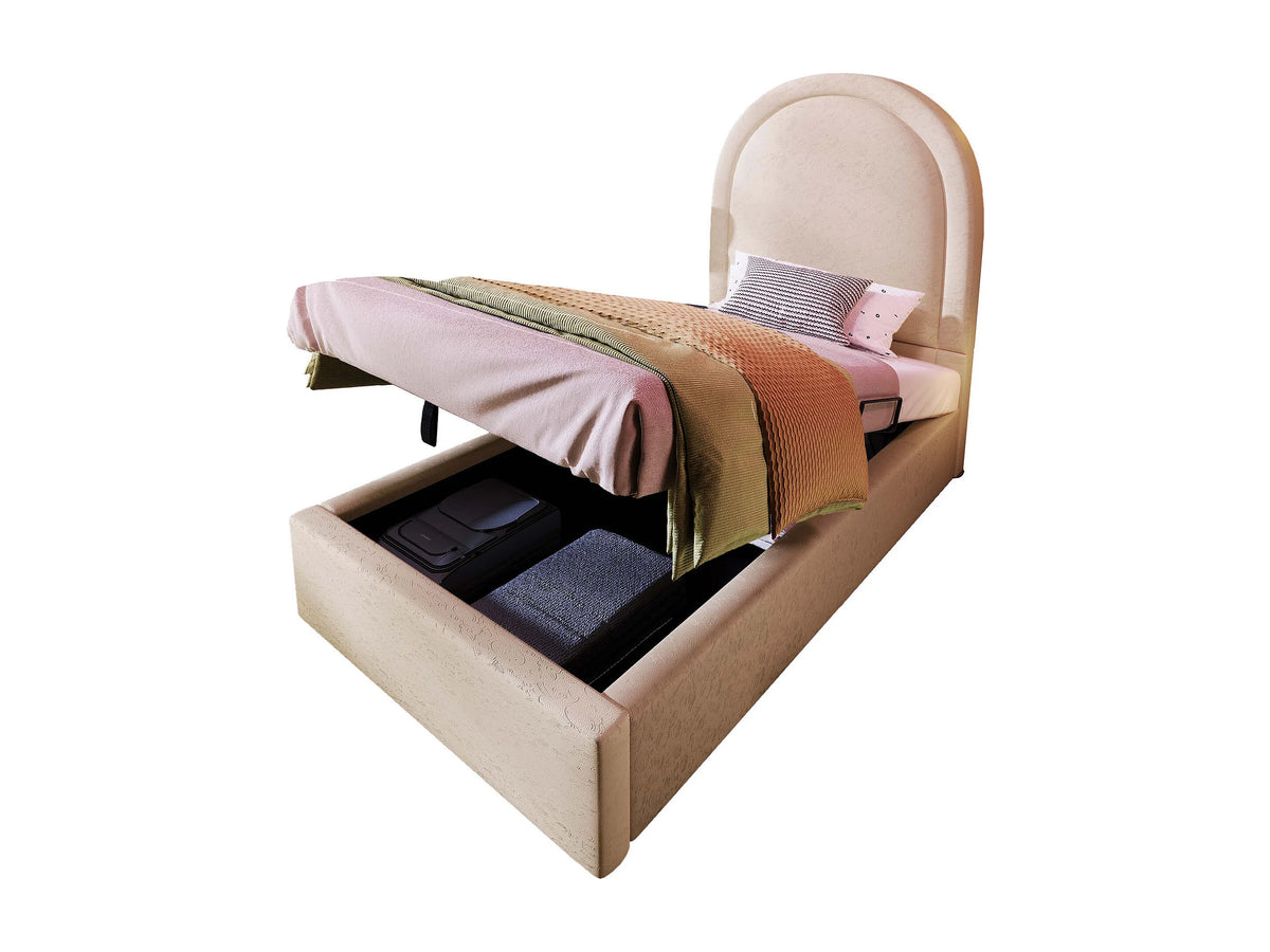 Lit Coffre 90x200 Simili Cuir Beige — vue 3