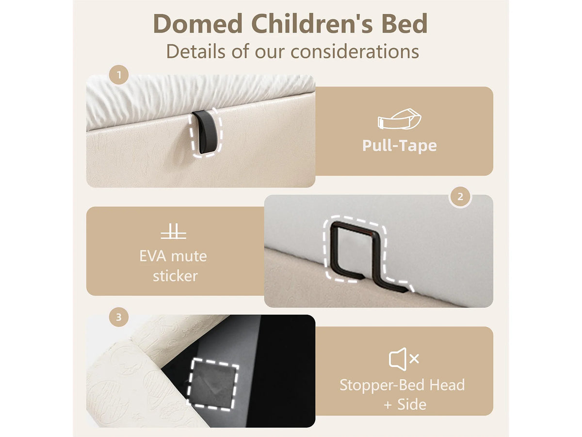 Lit Coffre 90x200 Simili Cuir Beige — vue 10