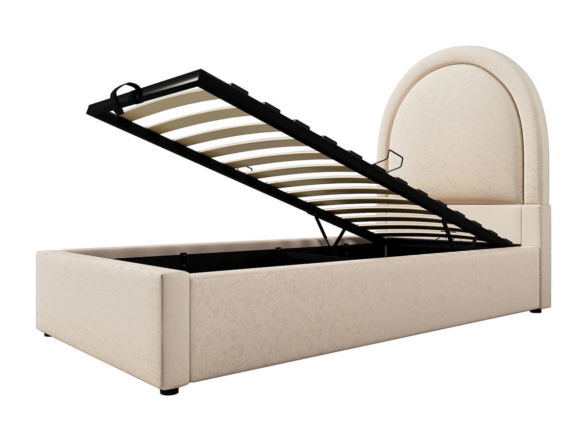 Lit Coffre 90x200 Simili Cuir Beige — vue 5