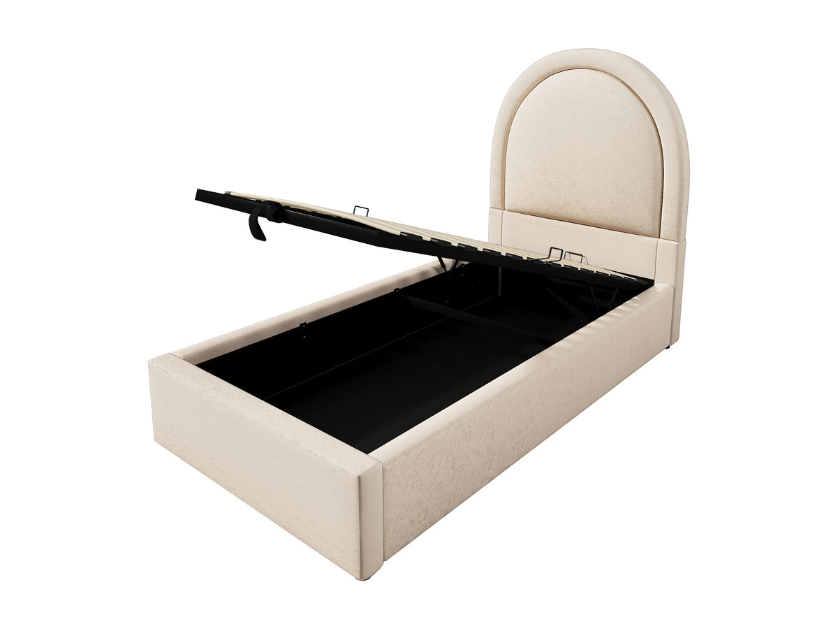 Lit Coffre 90x200 Simili Cuir Beige — vue 6