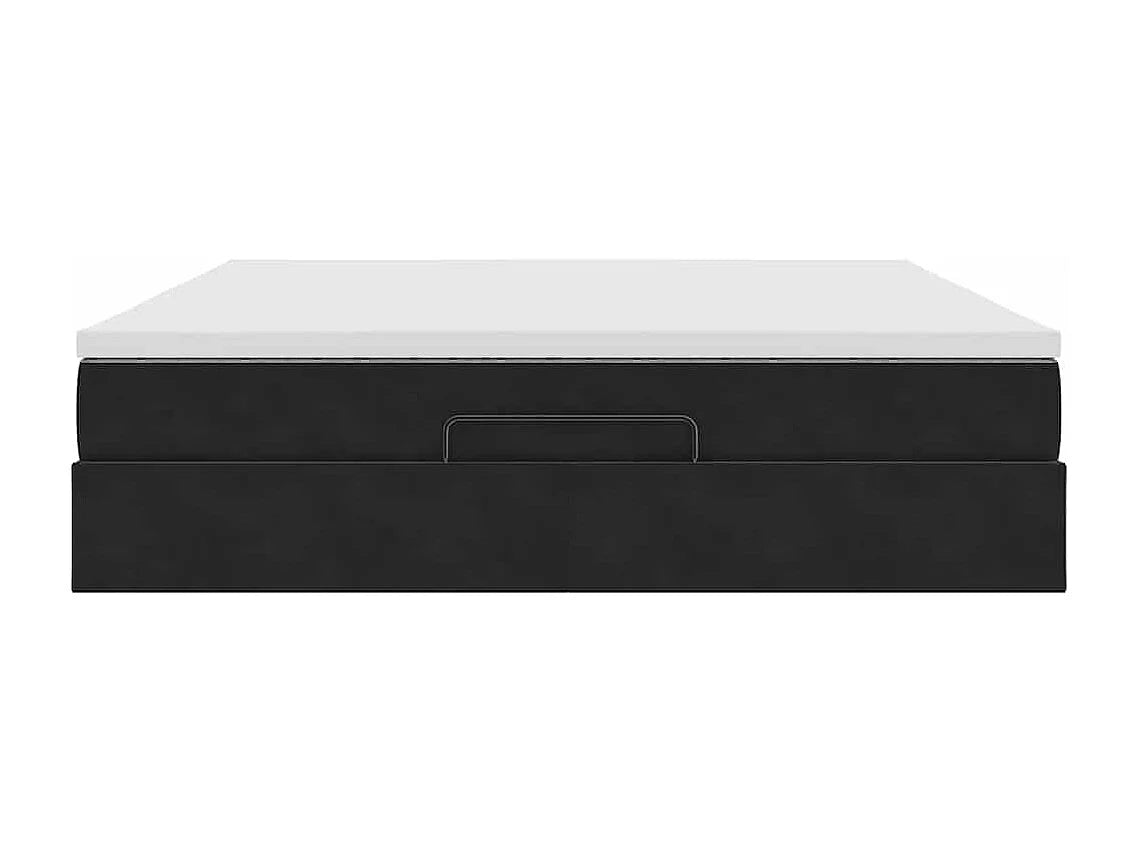 Lit Coffre 160x200 Velours Noir avec Matelas — vue 5