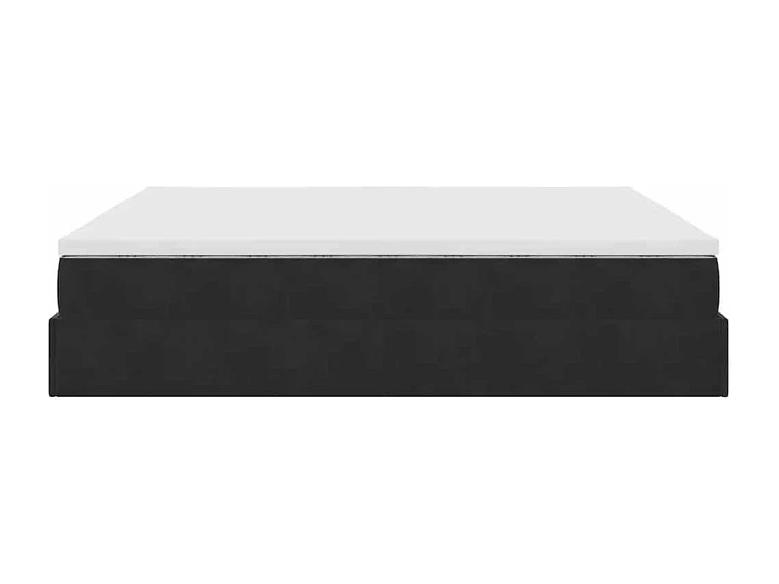 Lit Coffre 160x200 Velours Noir avec Matelas — vue 7