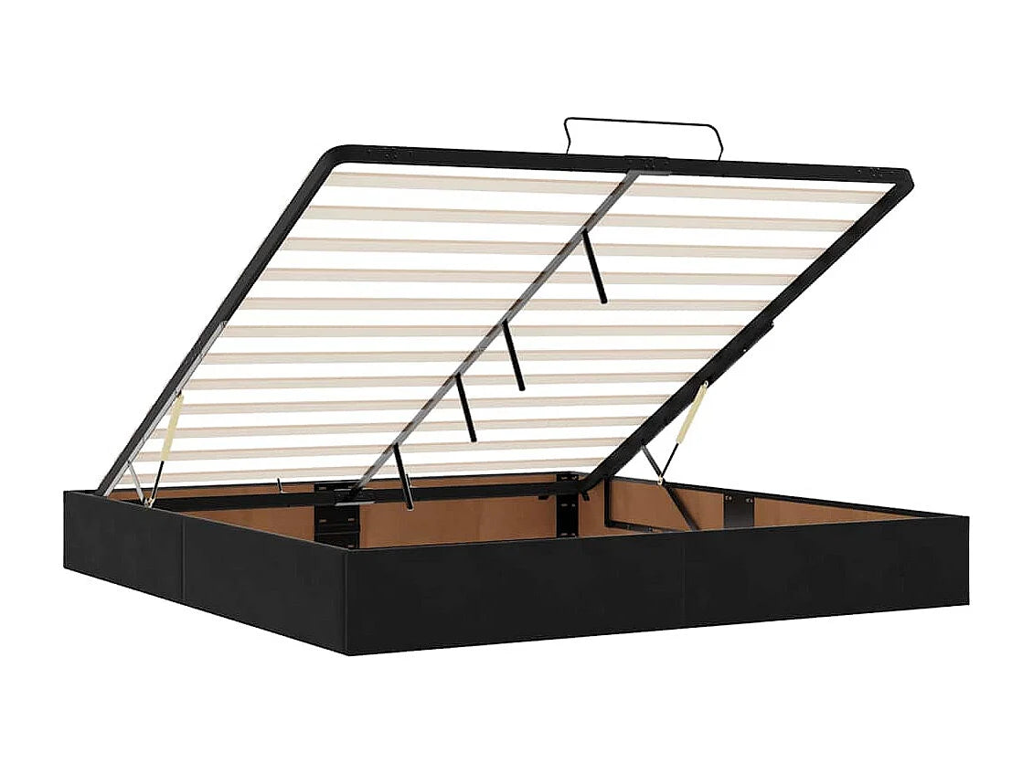 Lit Coffre 160x200 Velours Noir avec Matelas — vue 10