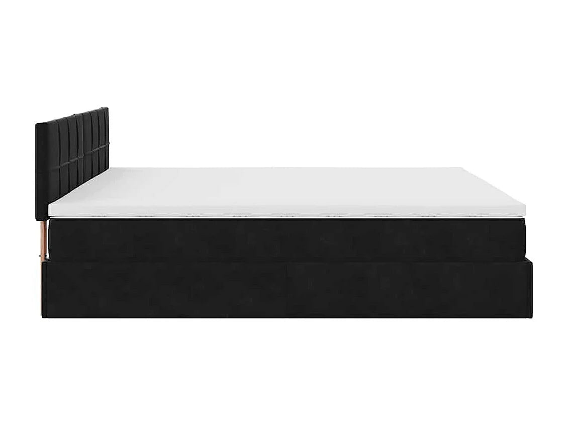Lit Coffre 160x200 Velours Noir avec Matelas, LED et Port USB — vue 8