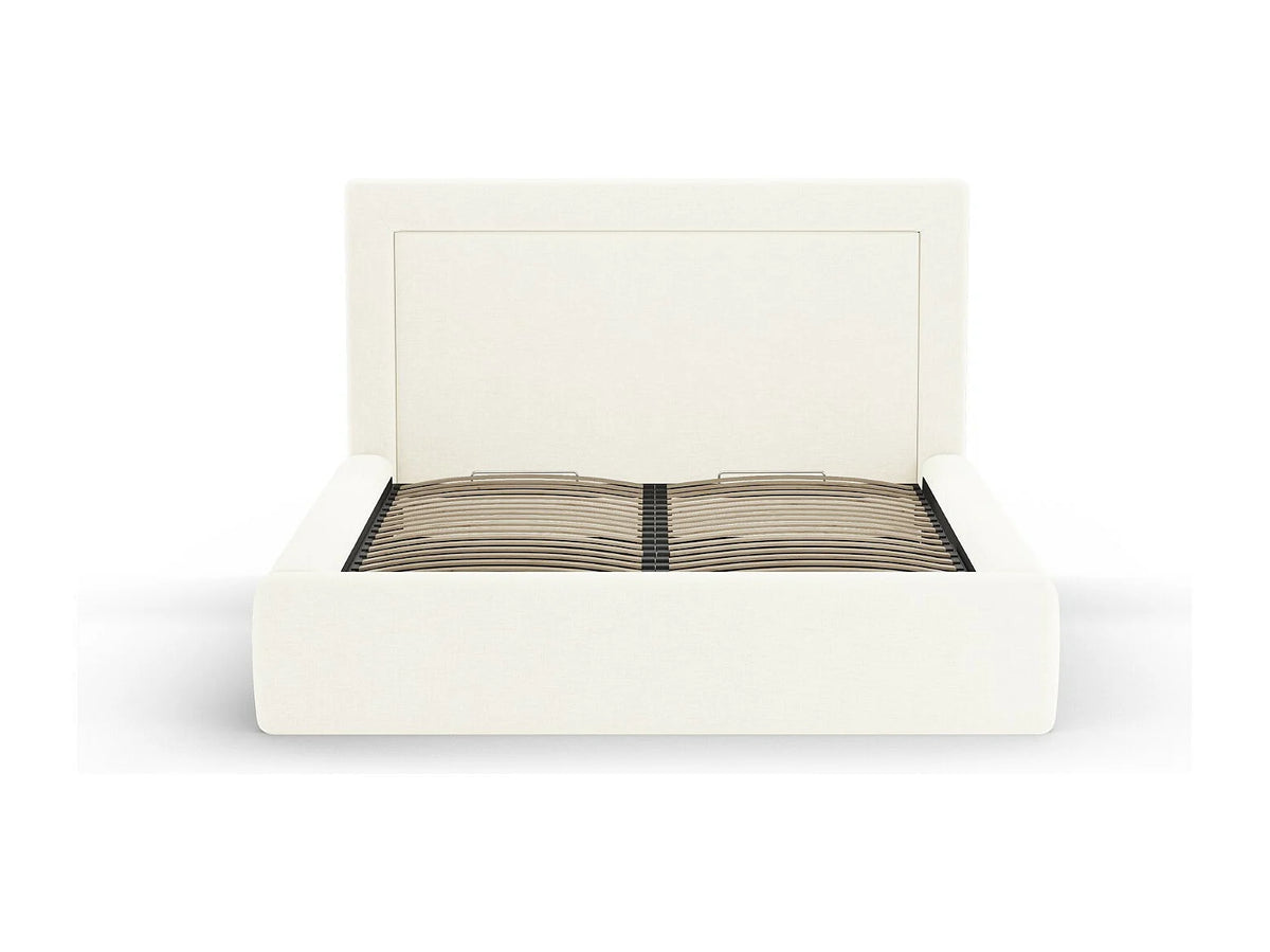 Lit Coffre 200x200 Tissu Chenille Ivoire — vue 2