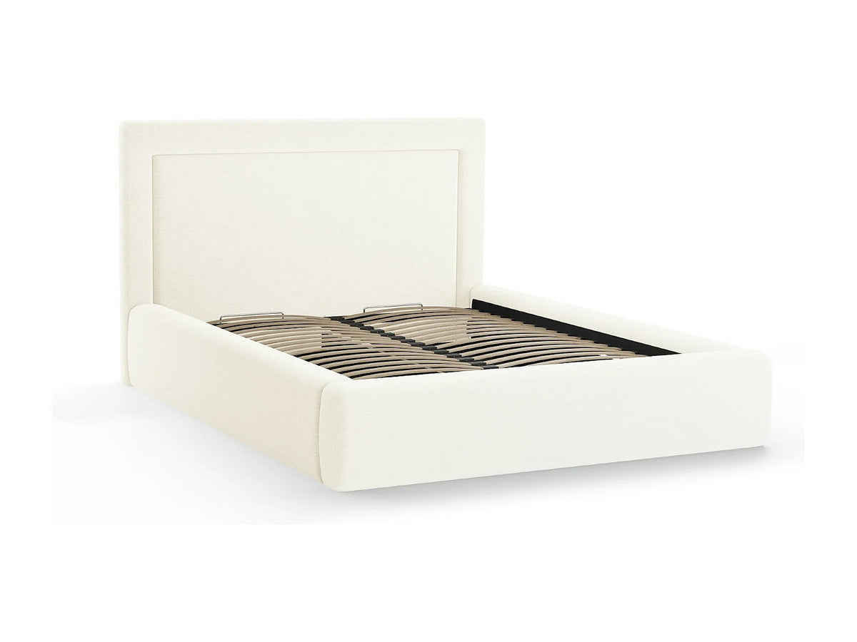 Lit Coffre 200x200 Tissu Chenille Ivoire — vue 3