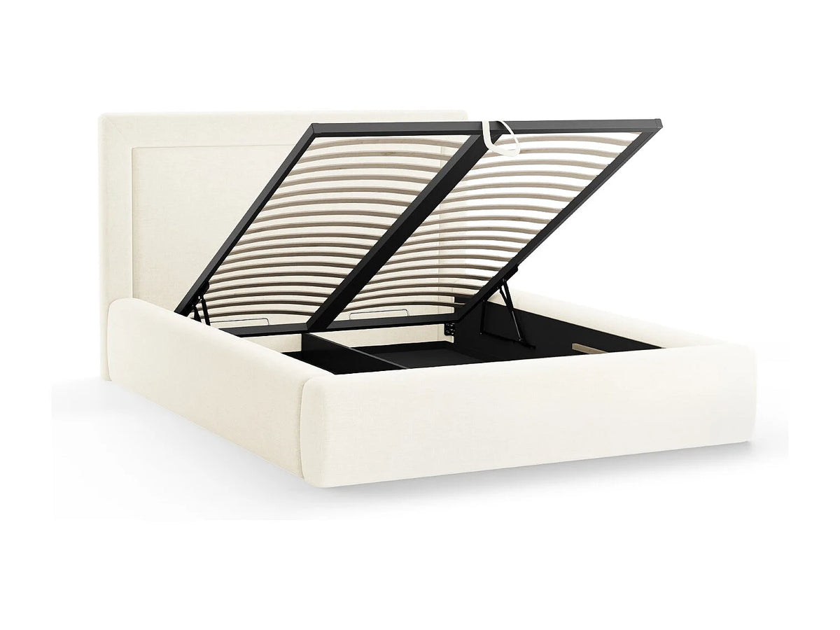 Lit Coffre 200x200 Tissu Chenille Ivoire — vue 4