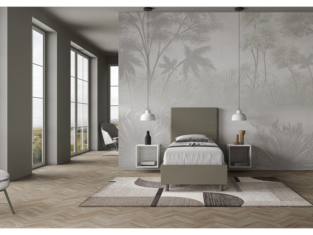 Lit Coffre 90x190 Simili Cuir Marron Capitonné — vue 2