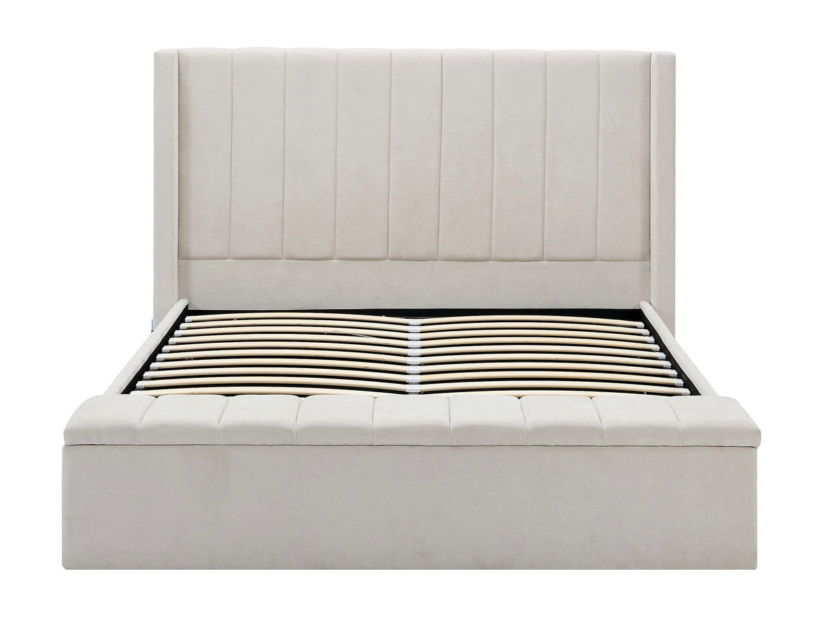 Lit Coffre 180x200 Tissu Beige - DOUINO — vue 6