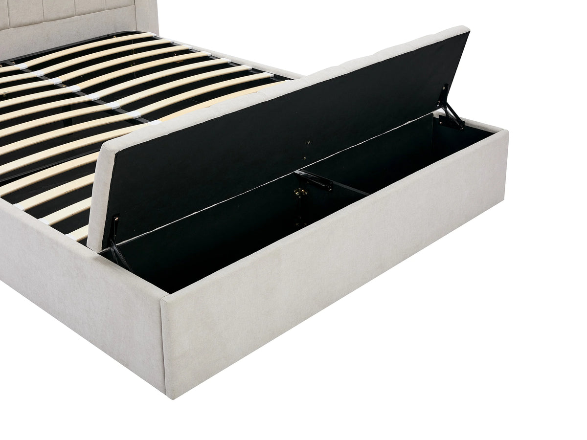 Lit Coffre 180x200 Tissu Beige - DOUINO — vue 10