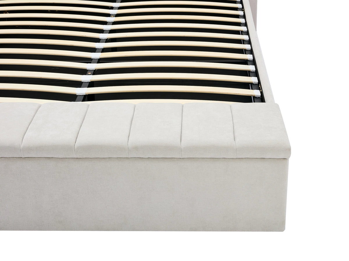 Lit Coffre 180x200 Tissu Beige - DOUINO — vue 11