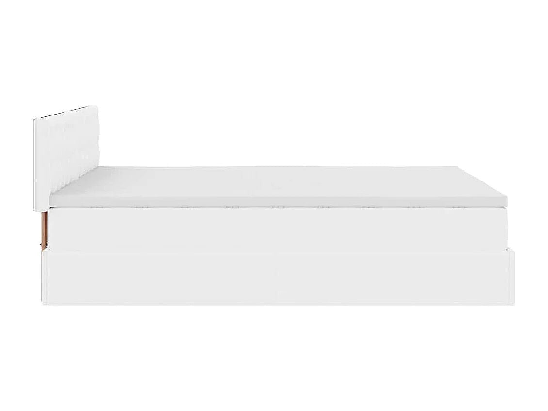Lit Coffre 140x190 Simili Cuir Blanc avec Matelas — vue 7
