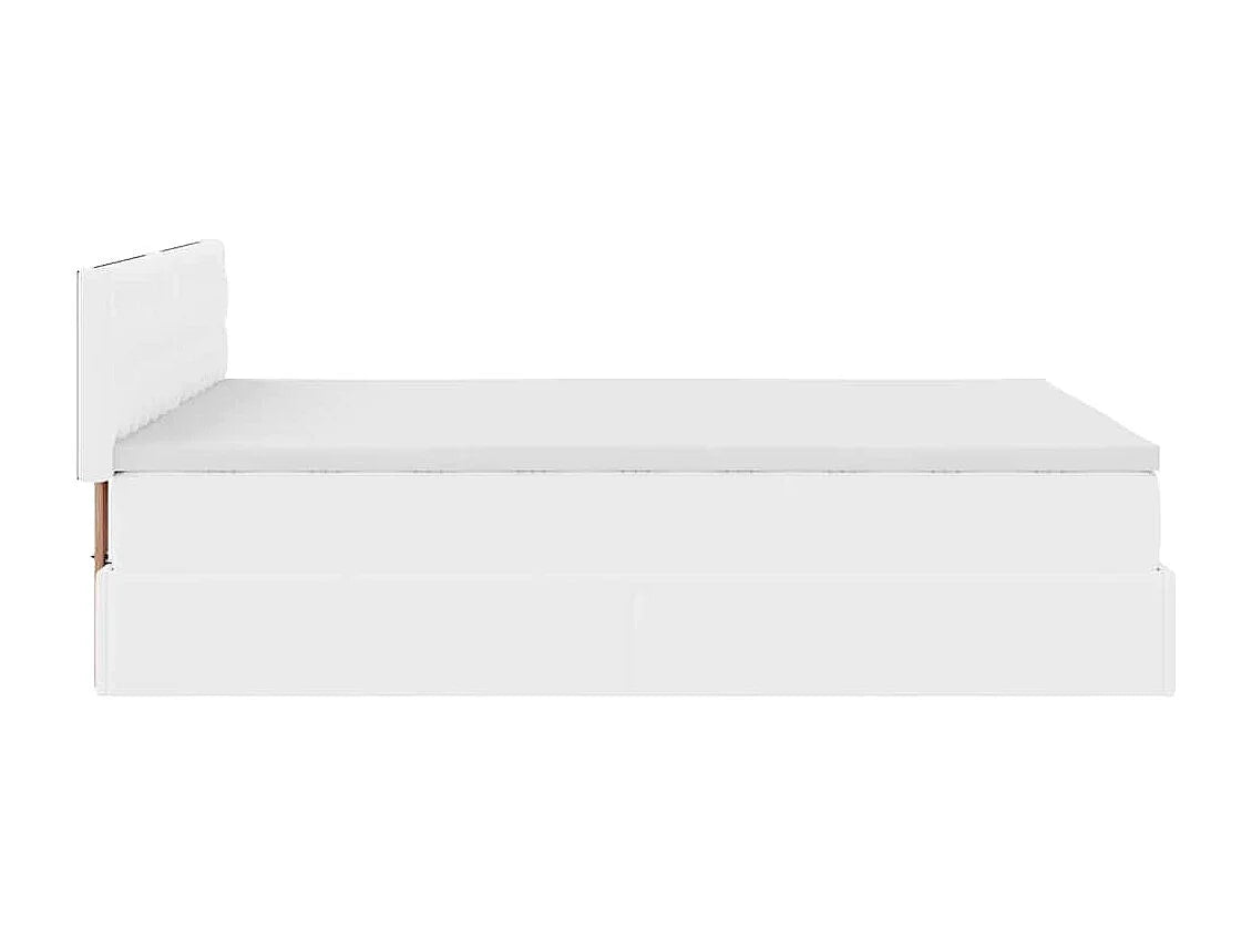 Lit Coffre 140x190 Simili Cuir Blanc avec Matelas, LED et Port USB — vue 8