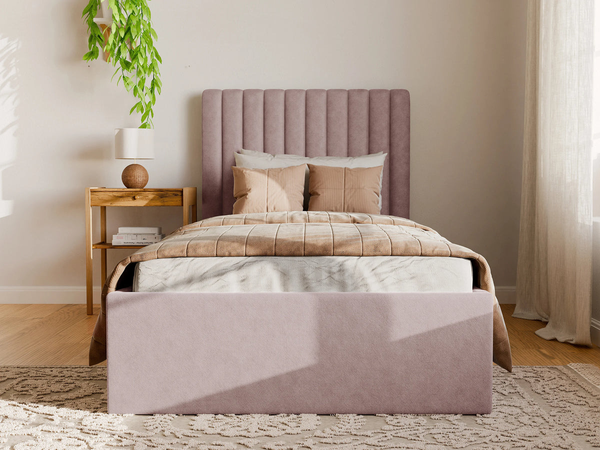 Lit Coffre 90x190 Bois Rose avec Matelas - SARAH — vue 5