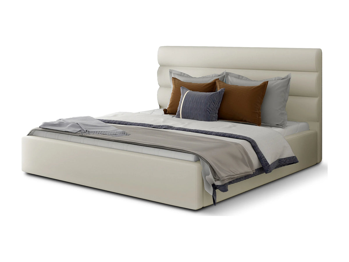 Lit Coffre 200x200 Simili Cuir Beige — vue 2