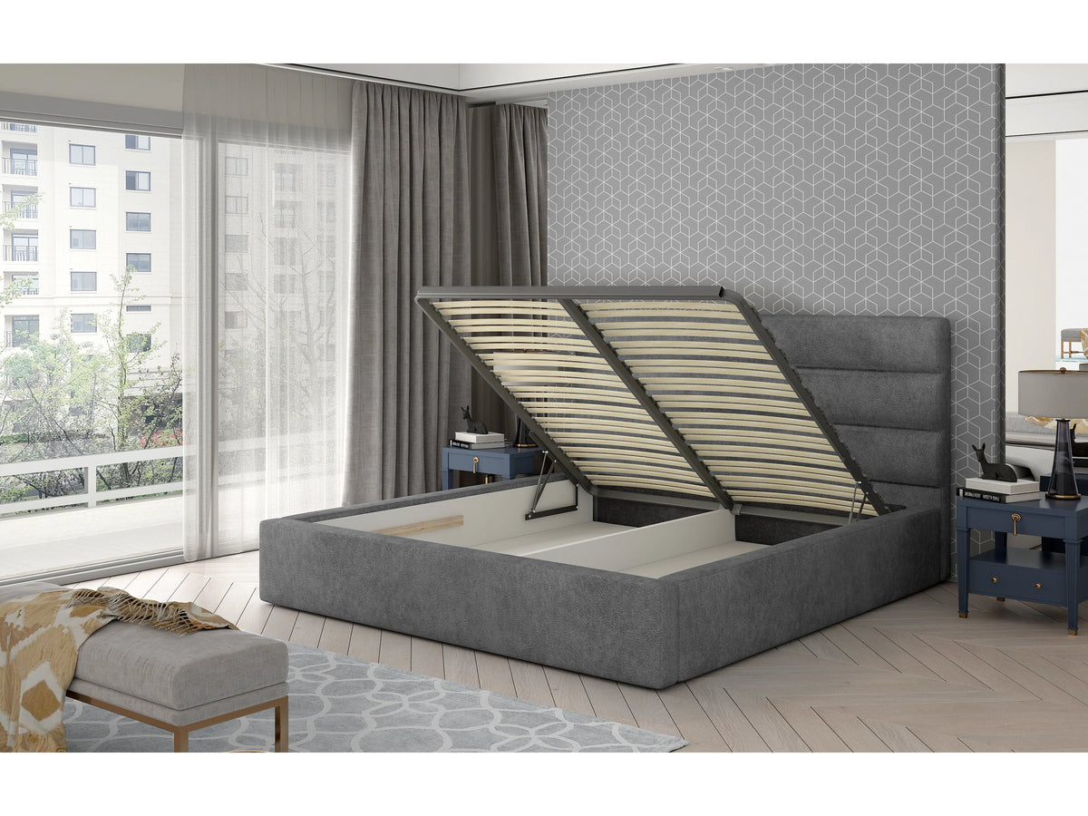 Lit Coffre 200x200 Simili Cuir Beige