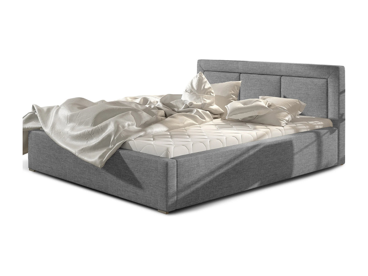 Lit Coffre 200x200 Tissu Gris Capitonné — vue 4