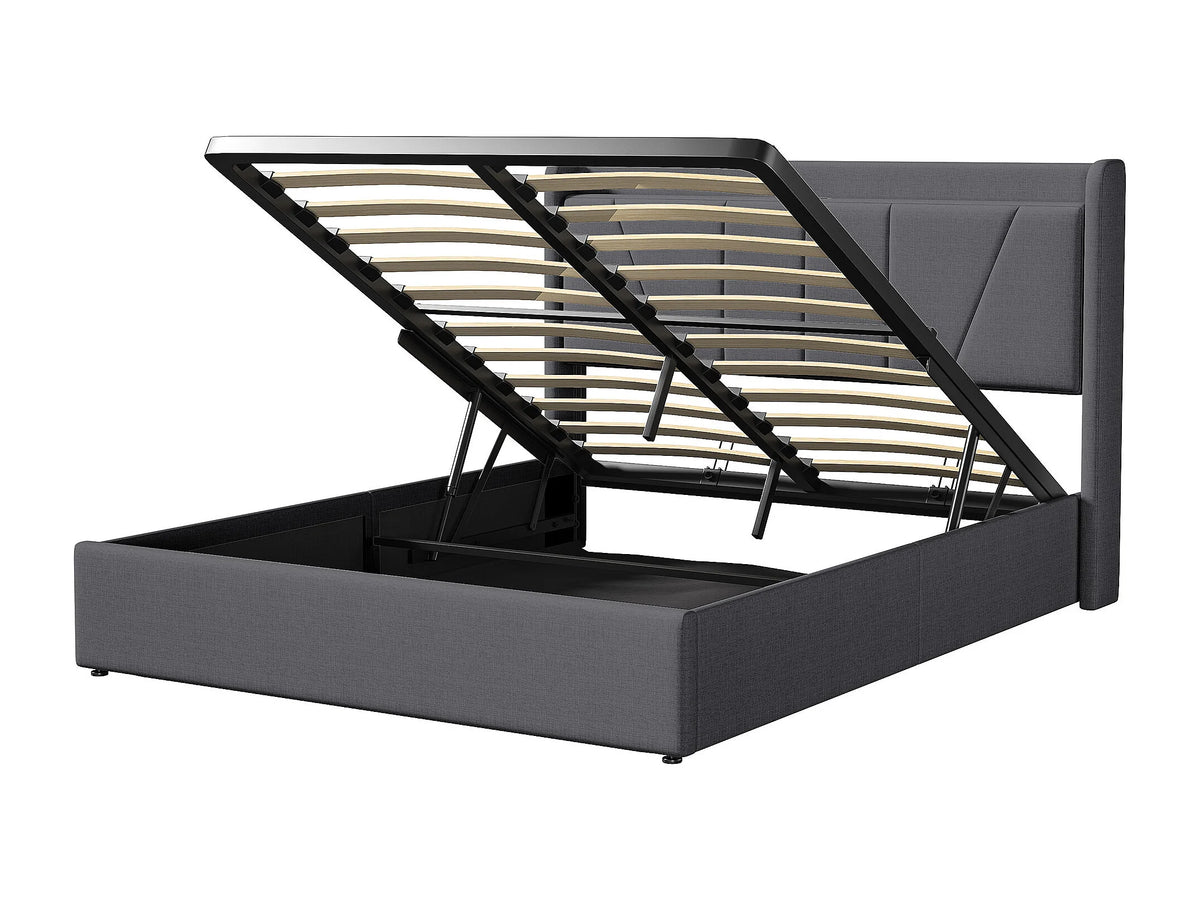 Lit Coffre 160x200 Chanvre Noir avec Port USB — vue 10