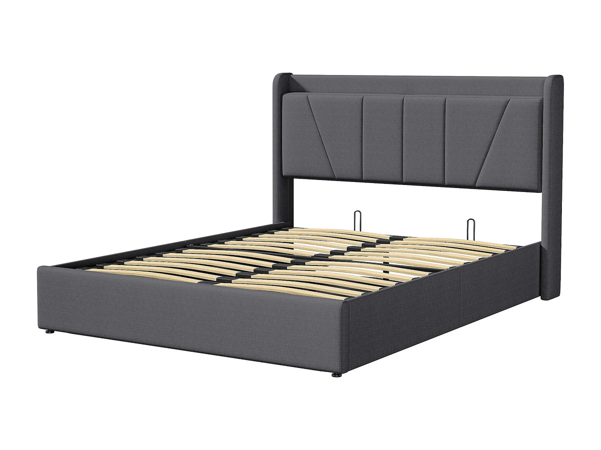 Lit Coffre 160x200 Chanvre Noir avec Port USB — vue 6
