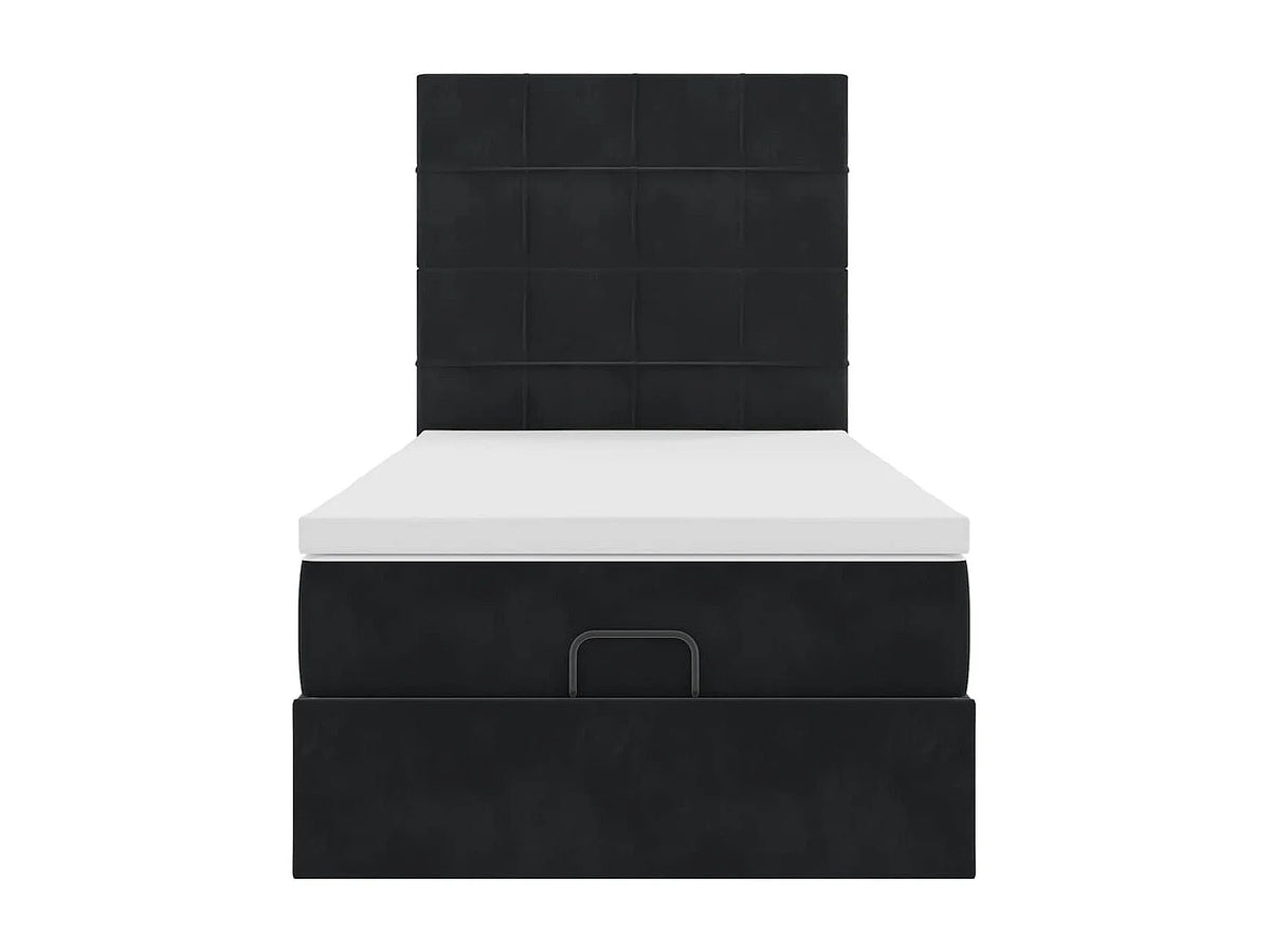 Lit Coffre 90x190 Velours Noir avec Matelas, LED et Port USB — vue 6