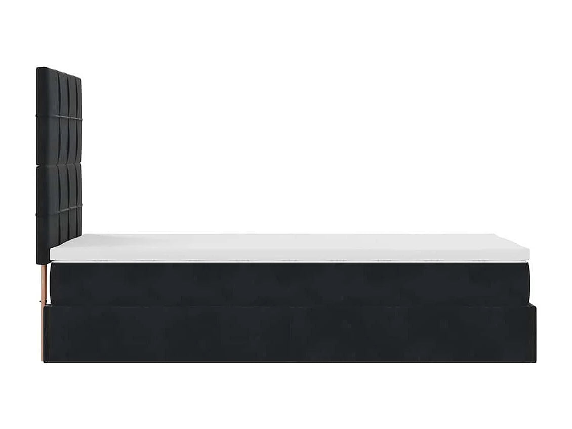 Lit Coffre 90x190 Velours Noir avec Matelas — vue 7