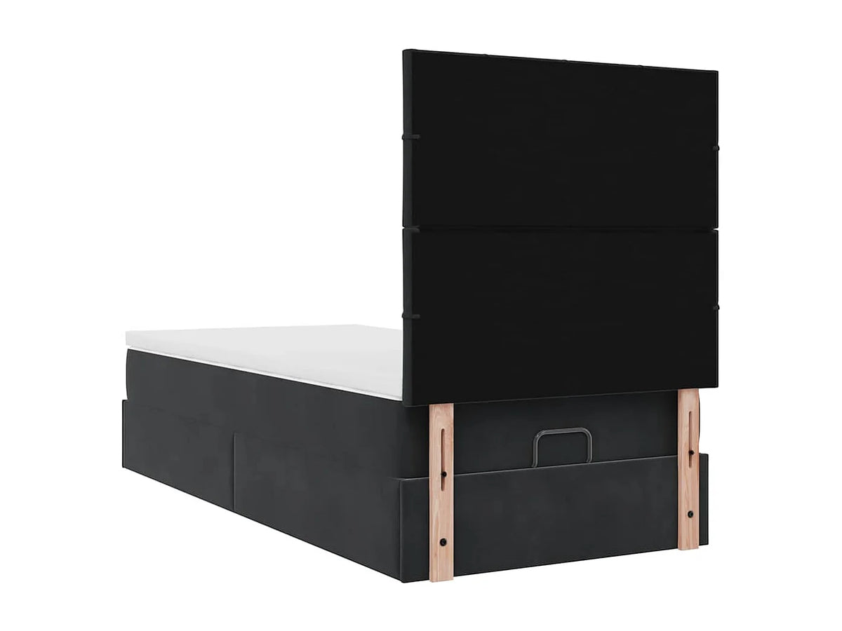 Lit Coffre 90x190 Velours Noir avec Matelas — vue 6