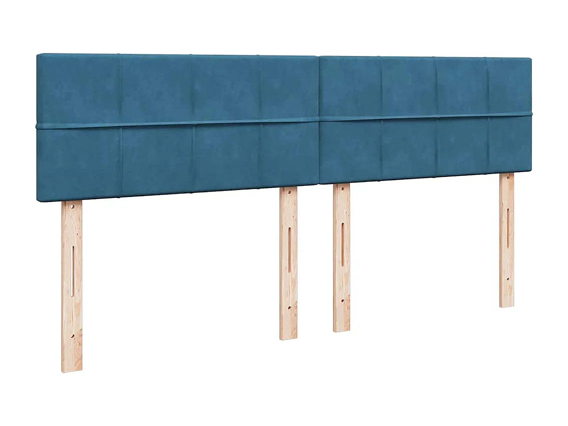 Lit Coffre 200x200 Velours Bleu avec Matelas — vue 9