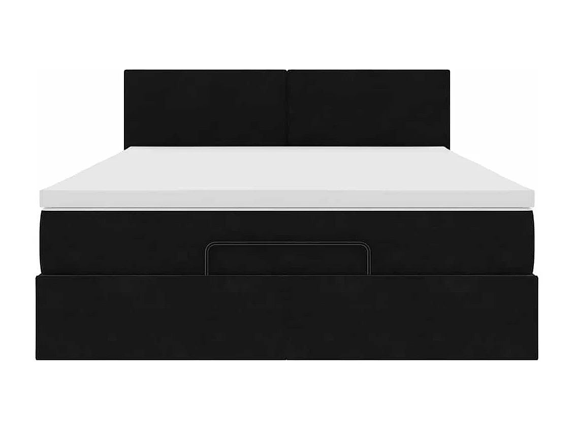 Lit Coffre 140x190 Velours Noir avec Matelas — vue 5