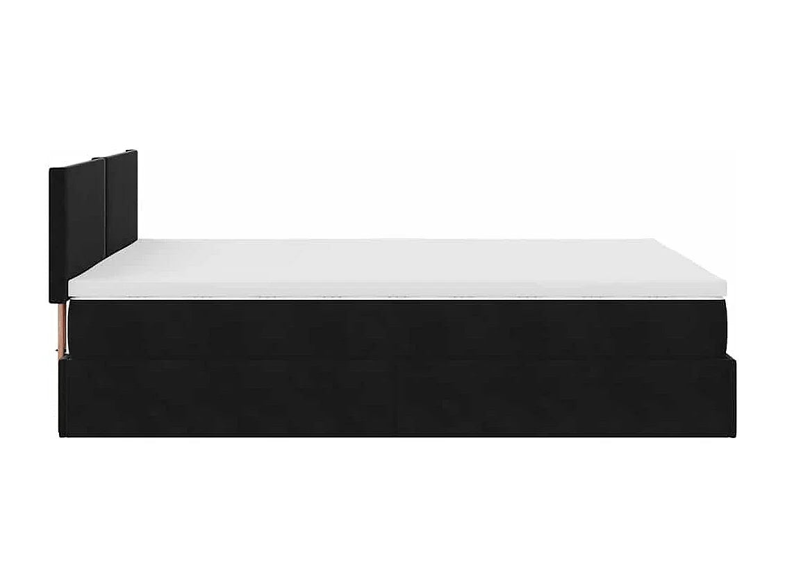 Lit Coffre 140x190 Velours Noir avec Matelas — vue 6