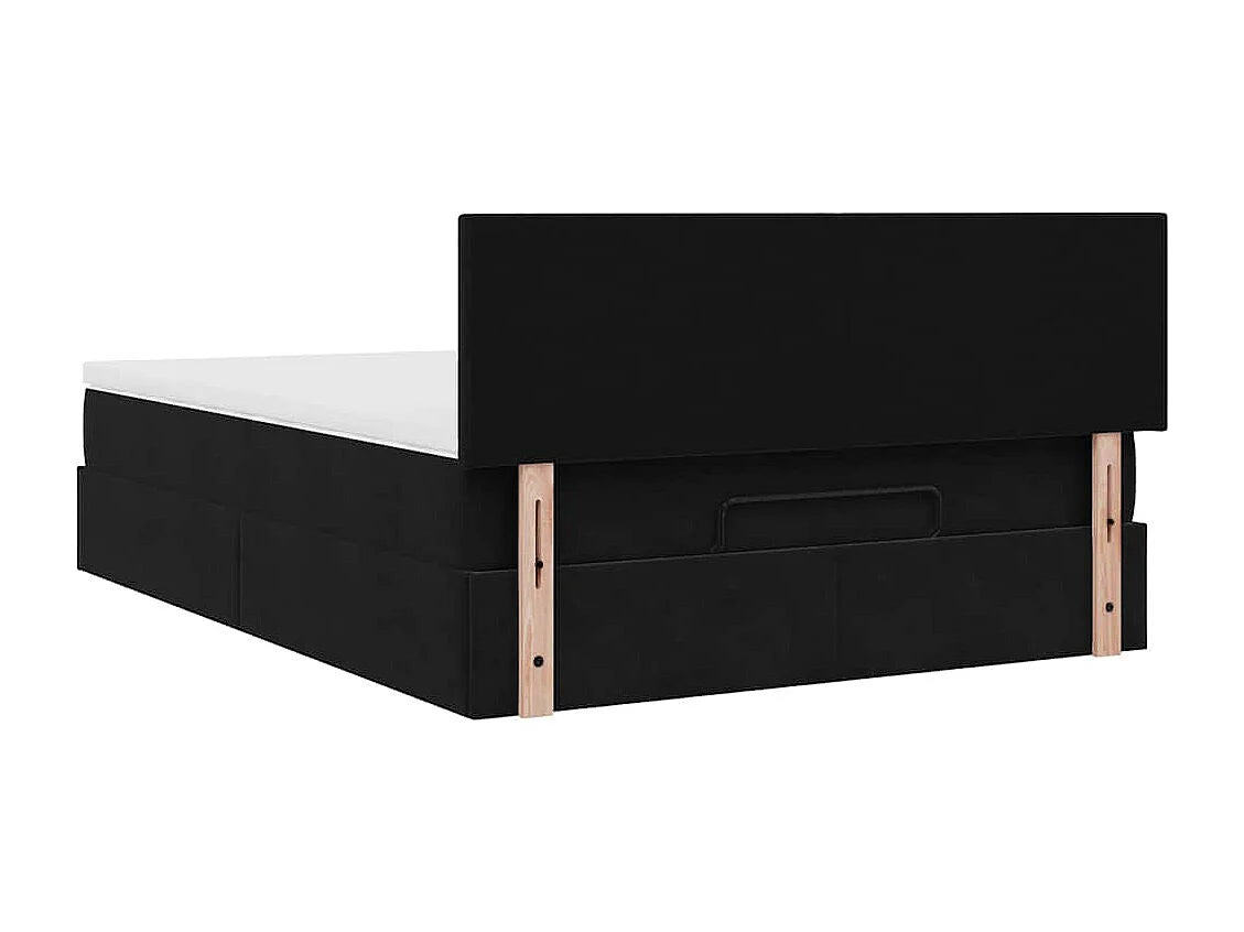 Lit Coffre 140x190 Velours Noir avec Matelas — vue 7