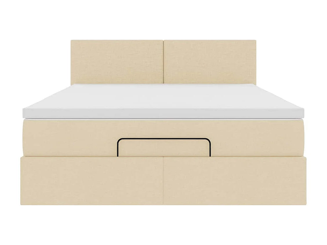 Lit Coffre 140x190 Tissu Crème avec Matelas — vue 5